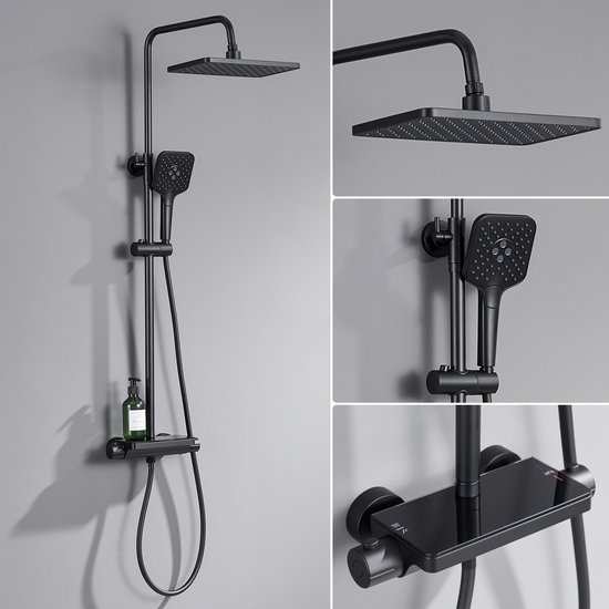Lonheo Max Regendouche met Thermostaatkraan Zwart review