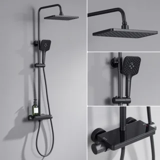 Lonheo Max Regendouche met Thermostaatkraan Zwart