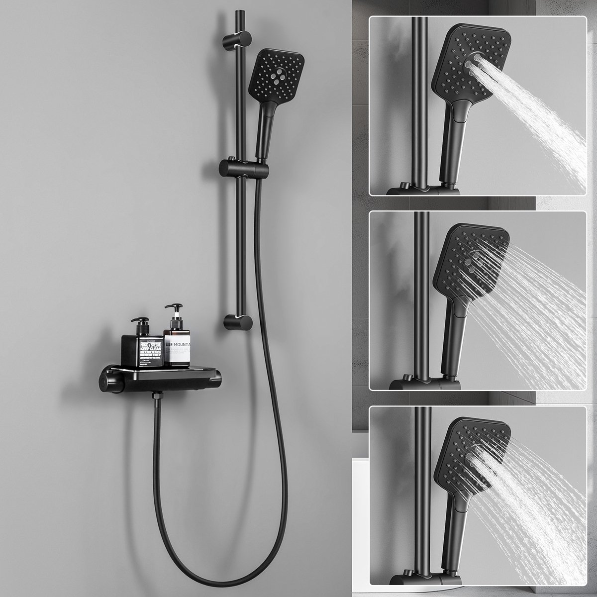 De Lonheo Max Thermostaat Doucheset Zwart in één oogopslag