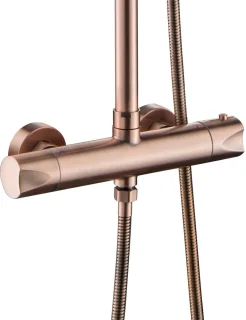 Lonis Rimbo Thermostatische Regendoucheset 20cm RVS Geborsteld Koper
