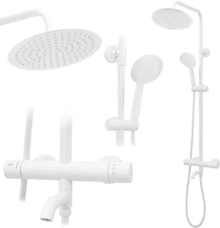 Lungo Douchesysteem Thermostaatkraanset 25x25 cm Wit