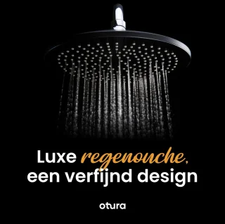 Luxe Mat Zwarte Regendouche Set Douchekoppen Brass