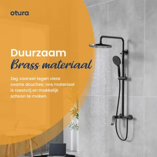 Luxe Mat Zwarte Regendouche Set Douchekoppen Brass