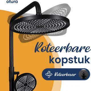 Luxe Mat Zwarte Regendouche Set Douchekoppen Brass