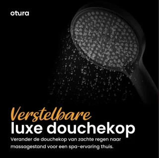 Luxe Mat Zwarte Regendouche Set Douchekoppen Brass