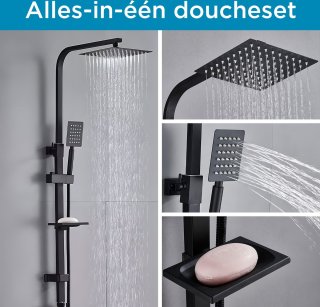 Luxe Mat Zwarte Regendouche Set