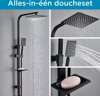 Luxe Mat Zwarte Regendouche Set