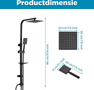 Luxe Mat Zwarte Regendouche Set