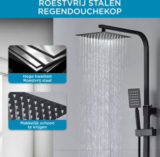 Luxe Mat Zwarte Regendouche Set