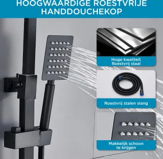 Luxe Mat Zwarte Regendouche Set