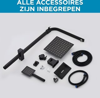 Luxe Mat Zwarte Regendouche Set