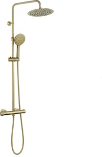 Luzzo PVD Regendouche 25cm Brushed Brass met Thermostaatkraan