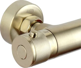 Luzzo PVD Regendouche 25cm Brushed Brass met Thermostaatkraan