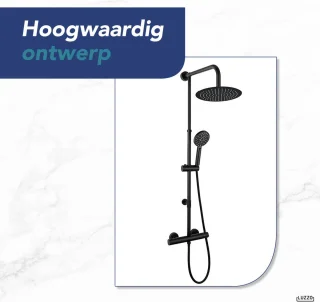 Luzzo Regendouche Thermostaat 25cm Zwart