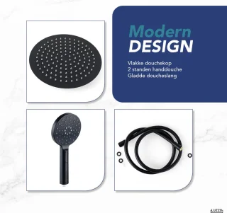 Luzzo Regendouche Thermostaat 25cm Zwart