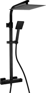 Luzzo Regendouche Zwart 25 cm Vierkant met Thermostaatkraan
