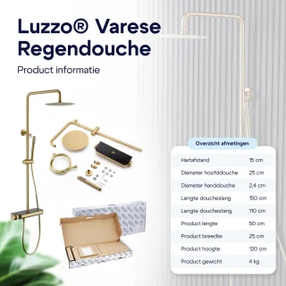 Luzzo Varese Regendouche Thermostaat Brushed Brass