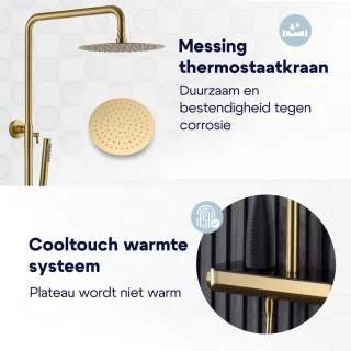 Luzzo Varese Regendouche Thermostaat Brushed Brass