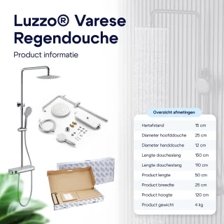 Luzzo Varese Regendouche Thermostaat Chroom Wit