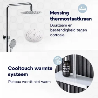 Luzzo Varese Regendouche Thermostaat Chroom Wit
