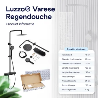 Luzzo Varese Thermostaat Regendouche Mat Zwart