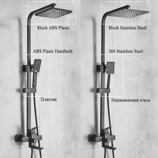 Mat Zwarte Regendouche Set 8 Inch Douchekop Met Mengkraan En Douchewand