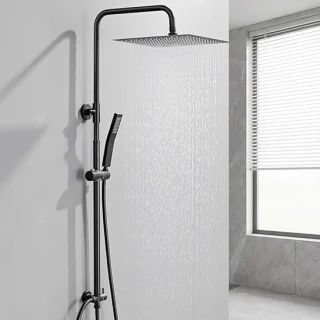 Mat zwarte regendouche set met handdouche