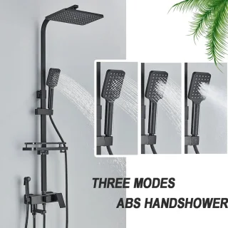 Mat Zwarte Thermostatische Regendoucheset met Digitaal Display 70-115 cm
