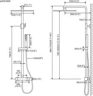 Mawialux Cynthia Thermostatische Regendoucheset Mat Zwart Vierkant