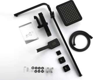 Mawialux Danto Mat Zwart Thermostatische Regendoucheset Vierkant Opbouw
