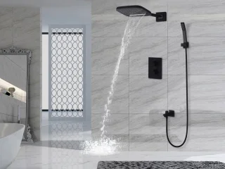 Mawialux Degu Mat Zwart thermostatische inbouw regendoucheset vierkant