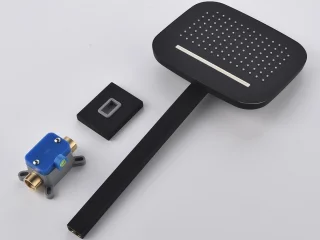 Mawialux Degu Mat Zwart thermostatische inbouw regendoucheset vierkant