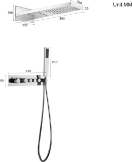 Mawialux Dex thermostatische inbouw regendoucheset goud