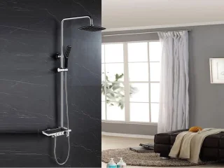 Mawialux Mura thermostatische regendoucheset opbouw chroom zwart