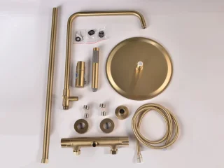 Mawialux Olga thermostatische regendoucheset opbouw goud geborsteld