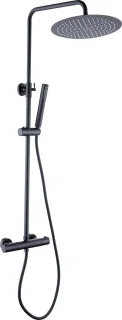 Mawialux Olga thermostatische regendoucheset rond mat zwart opbouw