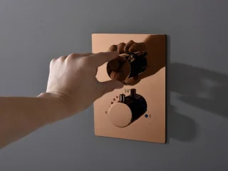 Mawialux Pointer Rose Goud thermostatische inbouw regendoucheset vierkant