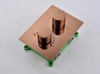 Mawialux Pointer Rose Goud thermostatische inbouw regendoucheset vierkant
