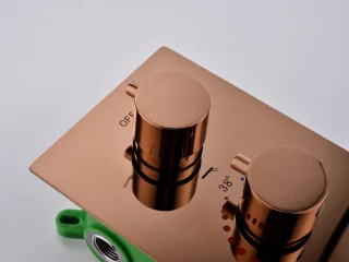 Mawialux Pointer Rose Goud thermostatische inbouw regendoucheset vierkant