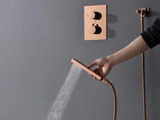Mawialux Pointer Rose Goud thermostatische inbouw regendoucheset vierkant