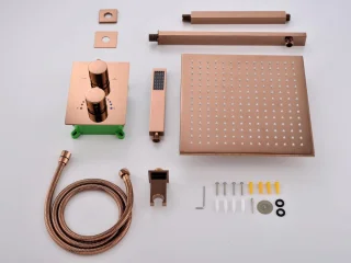 Mawialux Pointer Rose Goud thermostatische inbouw regendoucheset vierkant