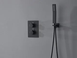 Mawialux Pointer Thermostatische Inbouw Regendoucheset Mat Zwart Vierkant