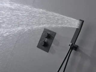 Mawialux Pointer Thermostatische Inbouw Regendoucheset Mat Zwart Vierkant
