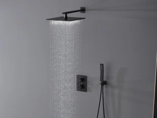 Mawialux Pointer Thermostatische Inbouw Regendoucheset Mat Zwart Vierkant