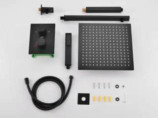 Mawialux Pointer Thermostatische Inbouw Regendoucheset Mat Zwart Vierkant