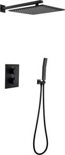 Mawialux Pointer Thermostatische Inbouw Regendoucheset Mat Zwart Vierkant
