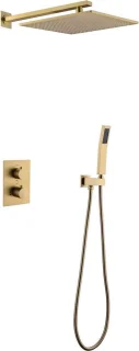 Mawialux Pointer thermostatische inbouw regendoucheset vierkant geborsteld goud
