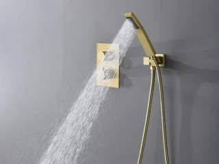Mawialux Pointer thermostatische inbouw regendoucheset vierkant geborsteld goud
