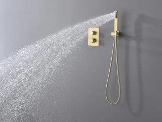 Mawialux Pointer thermostatische inbouw regendoucheset vierkant geborsteld goud