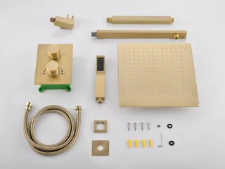 Mawialux Pointer thermostatische inbouw regendoucheset vierkant geborsteld goud